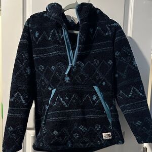 The North Face Women’s' Navy Patterned Fleece Hoodie medium